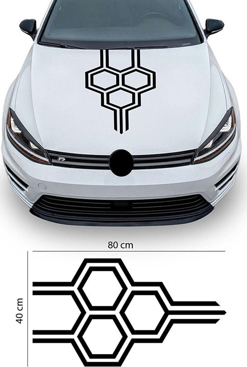Petek Tasarım Oto Kaput Özel Sticker Siyah 40*80 Cm