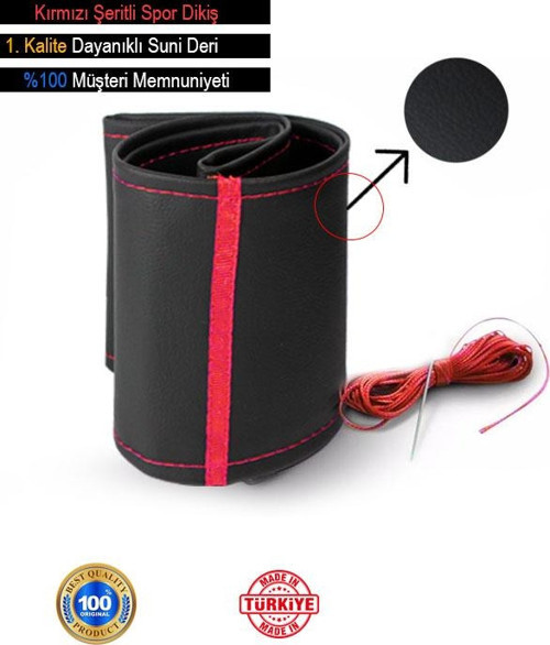 Subaru Legacy Özel Süper Deri Direksiyon Kılıfı, Kırmızı Şeritli Spor Dikiş