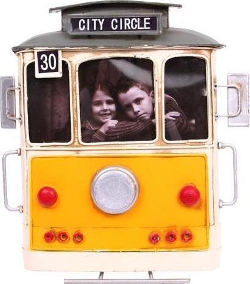 Dekoratif Metal Çerçeve Tramvay Temalı Vintage Hediyelik