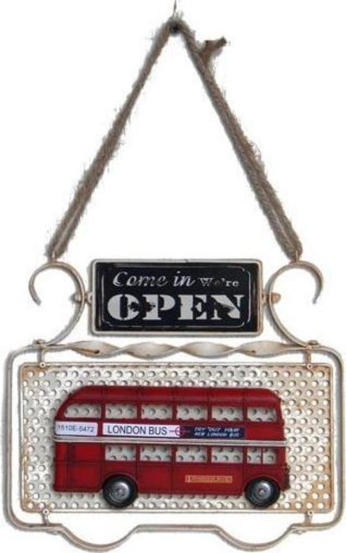 Dekoratif Metal Kapı Yazısı Londra Şehir Otobüsü Dekorlu