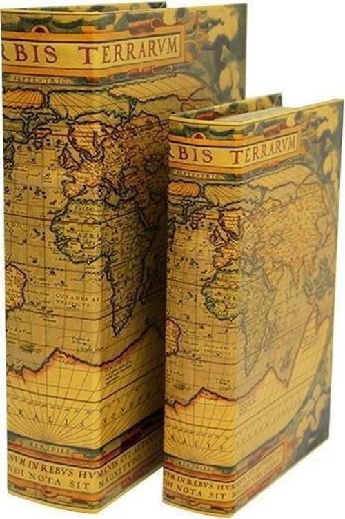 Kutu Kitap Harita 2'li Set Dekoratif Hediyelik