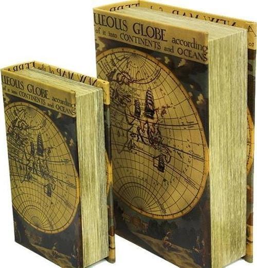 Kutu Kitap Harita 2'li Set Dekoratif Hediyelik