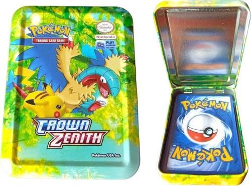 Pokemon Kartları İthal Özel Teneke Kutusunda 37 Kart Pikachu Kartları (Yeşil Kutu)