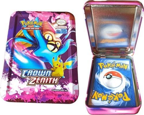 Pokemon Kartları İthal Özel Teneke Kutusunda 41 Kart Pikachu Kartları (Mor Kutu)