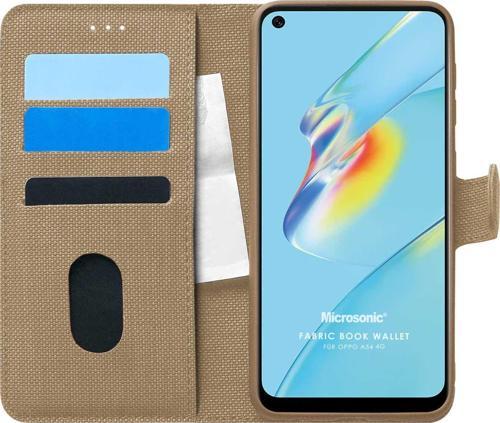Oppo A54 4G Kılıf Fabric Book Wallet Gold