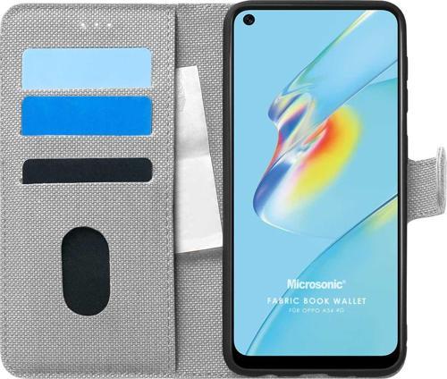 Oppo A54 4G Kılıf Fabric Book Wallet Gri