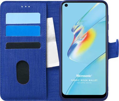 Oppo A54 4G Kılıf Fabric Book Wallet Lacivert
