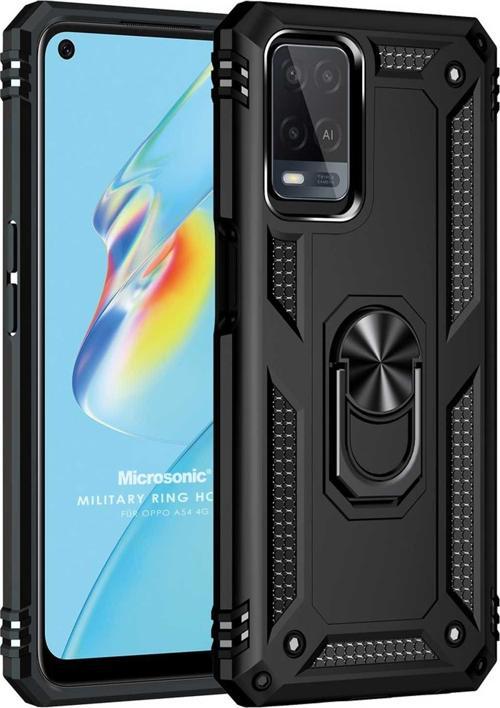 Oppo A54 4G Kılıf Military Ring Holder Siyah