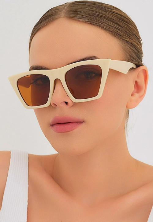 Kadın Güneş Gözlüğü Krem Cat Eye 1009 Krem