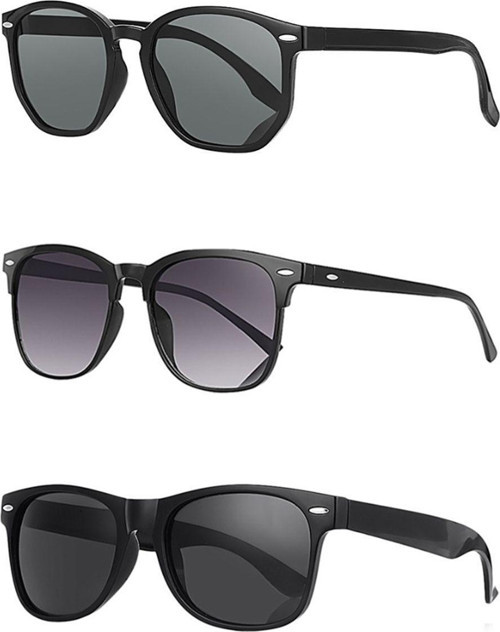 Uv400 Korumalı Unisex Güneş Gözlüğü 3'Lü Fırsat Seti Siyah