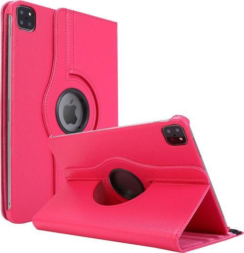 Apple iPad Pro 12.9'' 2021 5. Nesil Kılıf (A2378-A2461-A2379-A2462) 360 Rotating Stand Deri Pembe