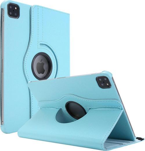 Apple iPad Pro 12.9'' 2021 5. Nesil Kılıf (A2378-A2461-A2379-A2462) 360 Rotating Stand Deri Mavi