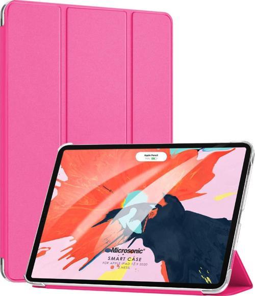 Apple iPad Pro 12.9'' 2021 5. Nesil Kılıf (A2378-A2461-A2379-A2462) Slim Translucent Back Smart Cover Pembe