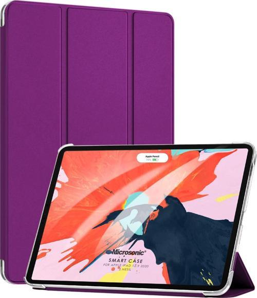 Apple iPad Pro 12.9'' 2021 5. Nesil Kılıf (A2378-A2461-A2379-A2462) Slim Translucent Back Smart Cover Mor