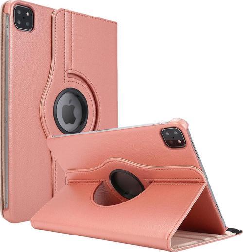 Apple iPad Pro 11'' 2021 3. Nesil Kılıf (A2377-A2459-A2301-A2460) 360 Rotating Stand Deri Rose Gold