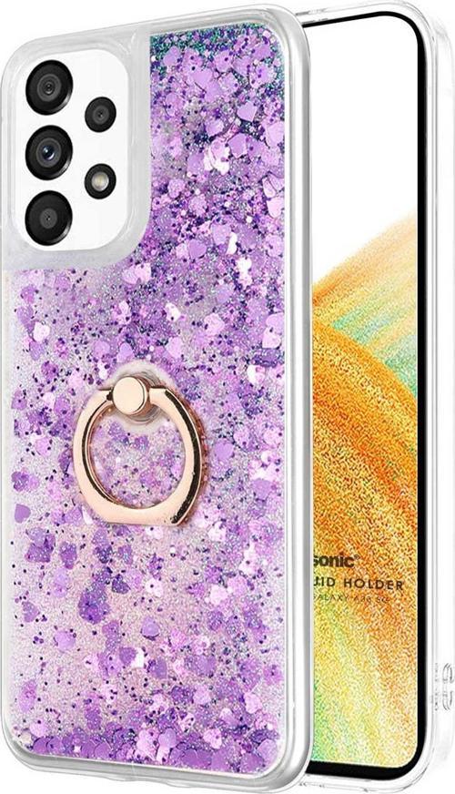 Samsung Galaxy A33 5G Kılıf Glitter Liquid Holder Mor