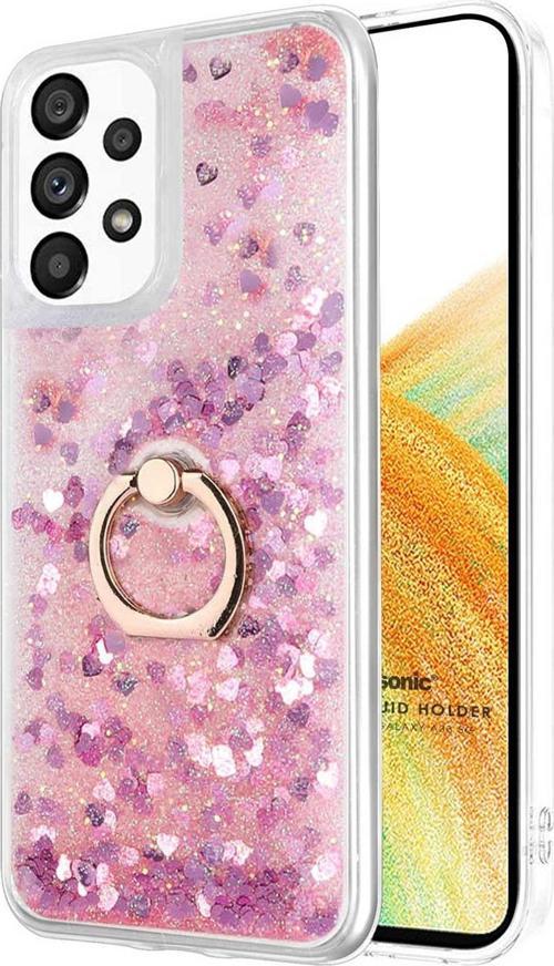 Samsung Galaxy A33 5G Kılıf Glitter Liquid Holder Pembe