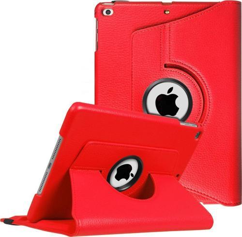 Apple iPad 9.7 2018 (A1893-A1954) Kılıf 360 Dönerli Stand Deri Kırmızı