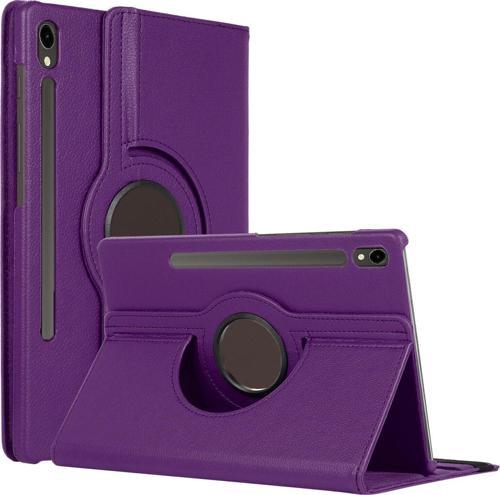 Samsung Galaxy Tab S9 X710 Kılıf 360 Rotating Stand Deri Mor