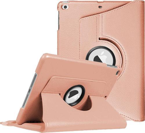 Apple iPad 9.7 2018 (A1893-A1954) Kılıf 360 Dönerli Stand Deri Rose Gold