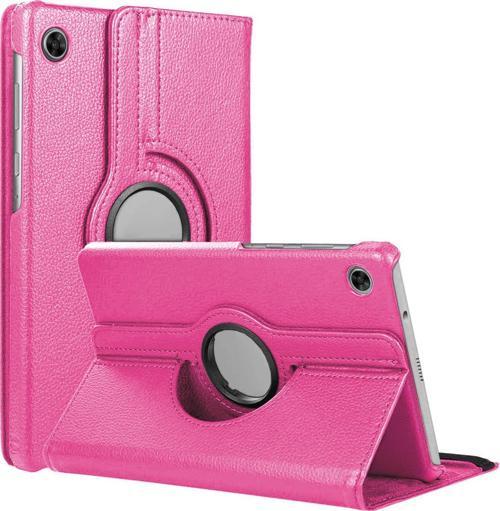 Samsung Galaxy Tab A9 Plus Kılıf 360 Rotating Stand Deri Pembe