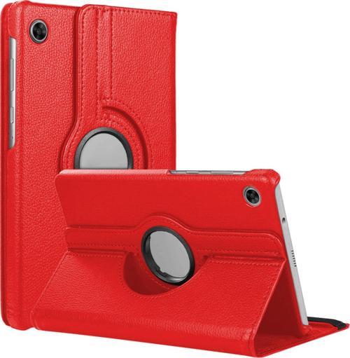 Samsung Galaxy Tab A9 Plus Kılıf 360 Rotating Stand Deri Kırmızı
