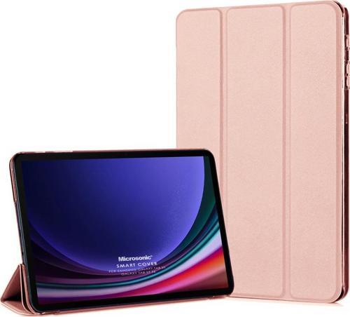 Samsung Galaxy Tab S9 X710 Kılıf Slim Translucent Back Smart Cover Rose Gold
