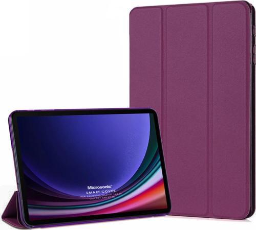 Samsung Galaxy Tab S9 X710 Kılıf Slim Translucent Back Smart Cover Mor