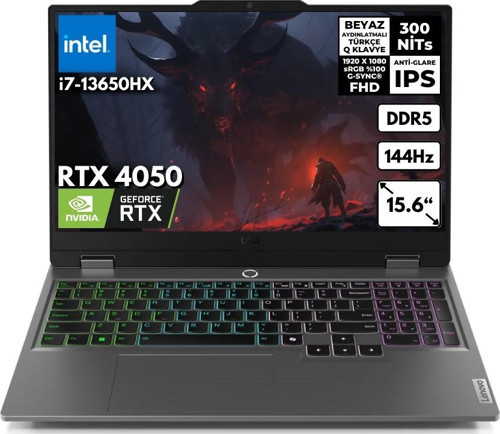 LOQ i7-13650HX 48 -GBDDR5 2 TBSSD RTX4050 (6GB-105W) 15.6" FHD Windows 11 Home AI Gaming Notebook 83DV0118TRFR50
