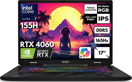 PULSE 17 AI Ultra 7-155H 64-GBDDR5 1 TBSSD RTX4060 (8GB-140W) 17" FHD+ 165Hz Windows 10 Pro Gaming Notebook C1VFKG-083XTRFR48
