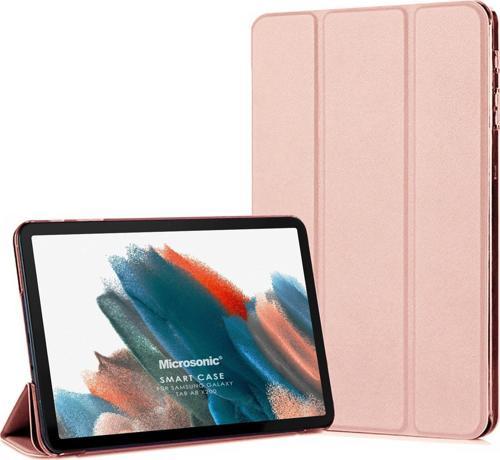 Samsung Galaxy Tab A8 X200 Kılıf Slim Translucent Back Smart Cover Rose Gold
