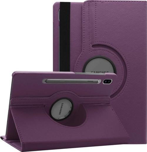 Samsung Galaxy Tab S8 X700 Kılıf 360 Rotating Stand Deri Mor