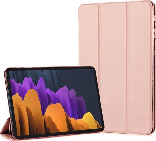 Samsung Galaxy Tab S7 FE LTE T737 Kılıf Slim Translucent Back Smart Cover Rose Gold