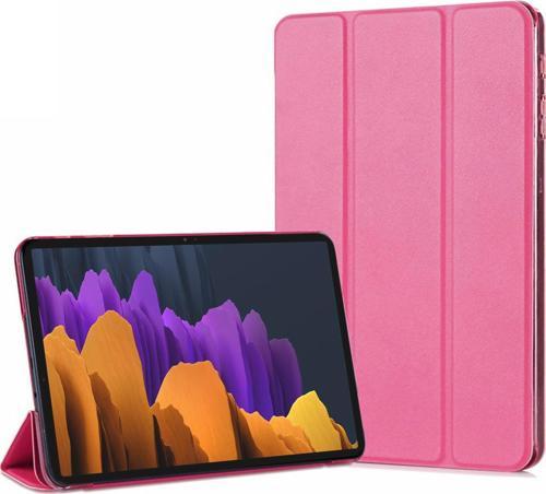 Samsung Galaxy Tab S7 FE LTE T737 Kılıf Slim Translucent Back Smart Cover Pembe