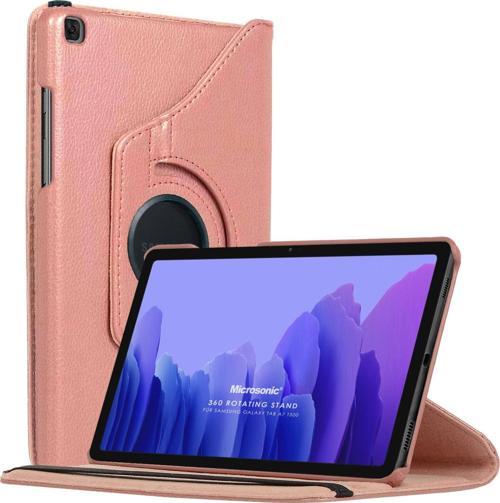Samsung Galaxy Tab A7 T500 Kılıf 360 Rotating Stand Deri Rose Gold