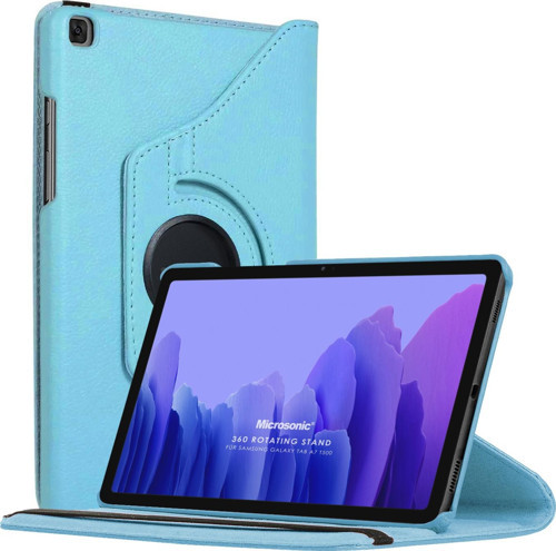Samsung Galaxy Tab A7 T500 Kılıf 360 Rotating Stand Deri Mavi