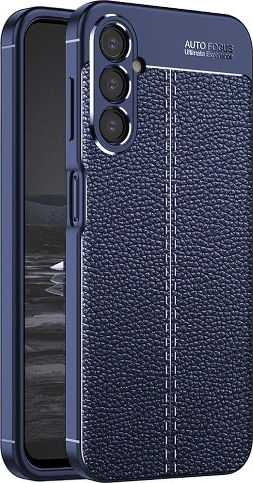 Samsung Galaxy A54 Kılıf Deri Dokulu Silikon Lacivert