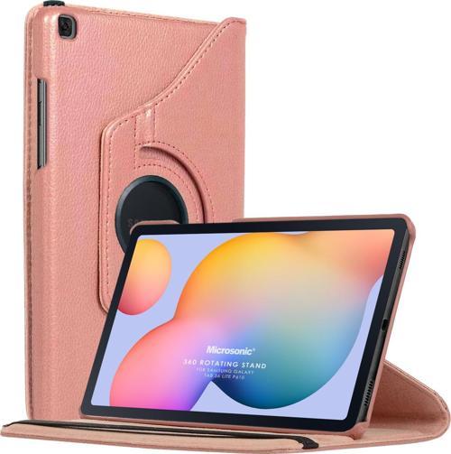 Samsung Galaxy Tab S6 Lite 10.4" P610 Kılıf 360 Rotating Stand Deri Rose Gold