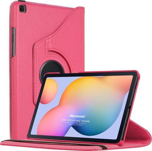 Samsung Galaxy Tab S6 Lite 10.4" P610 Kılıf 360 Rotating Stand Deri Pembe