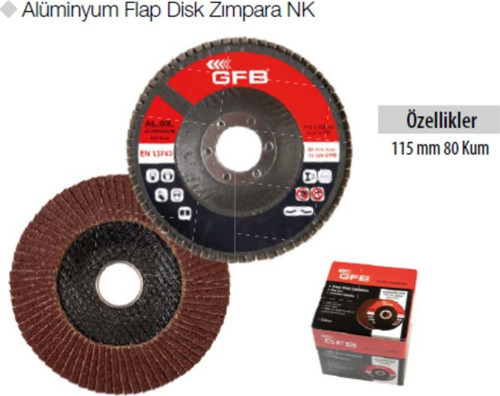 Alüminyum Flap Disk Zımpara NK 115 mm 80 Kum 10'LU ADET