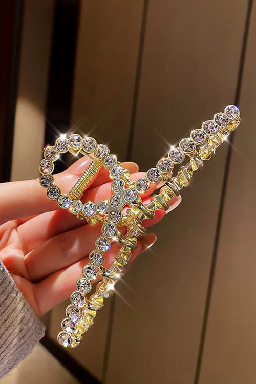 Kadın XL Zirkon Taşlı Gold Kaplama Metal Mandal Toka