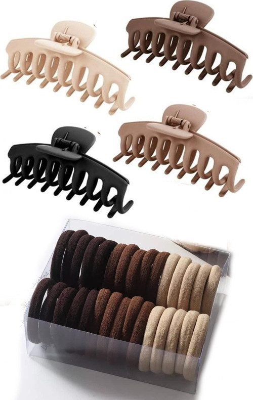 Kadın 4'lü XL Mandal + 50'li Kahve Lastik Toka Seti