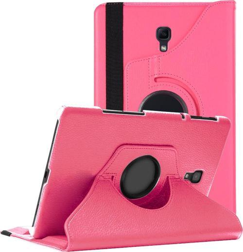 Samsung Galaxy Tab A 10.5'' T590 Kılıf 360 Rotating Stand Deri Koyu Pembe