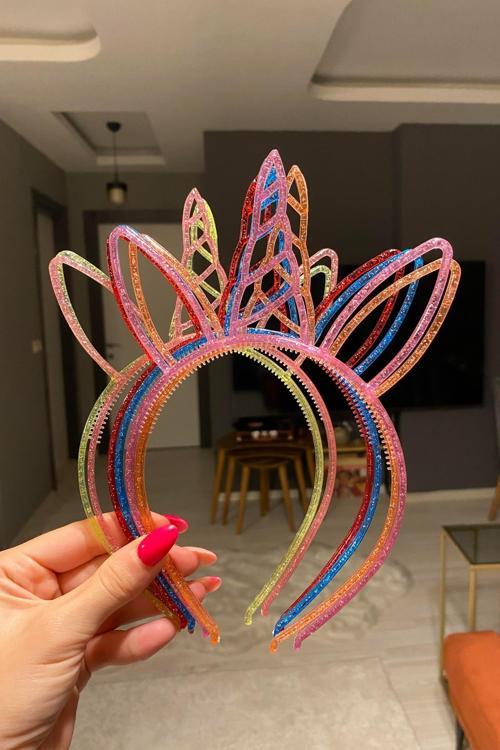 6'lı Renkli Unicorn Çocuk Taç Saç Bandı Seti