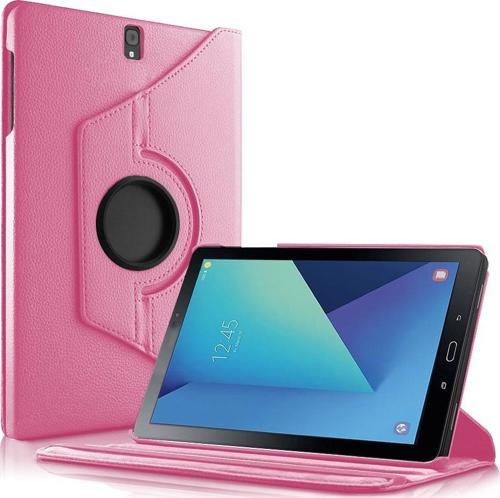 Samsung Galaxy Tab S3 9.7'' T820/T825 Kılıf 360 Dönerli Stand Deri Pembe