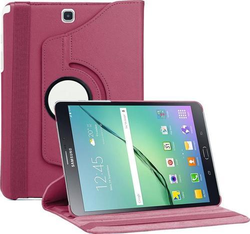 Samsung Galaxy Tab S2 9.7'' Kılıf 360 Dönerli Stand Deri Mor