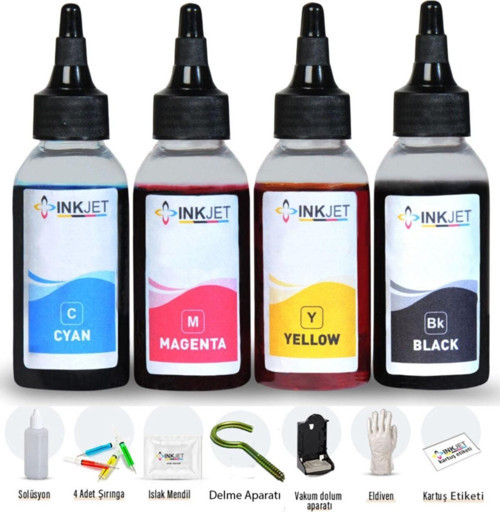 Canon Pixma E414 Yazıcı Uyumlu Kartuş Dolum Seti 4x100ml