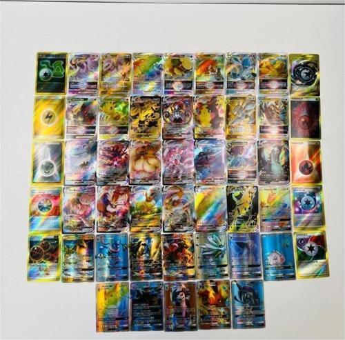 Pokemon GX, Vmax, Vstar ve Energy Set 50 Adet Pokemon Parlak Oyun Kartı