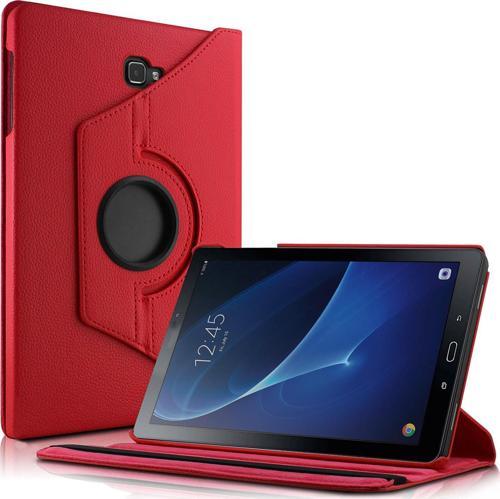 Samsung Galaxy Tab A 10.1'' T580 Kılıf 360 Rotating Stand Deri Kırmızı