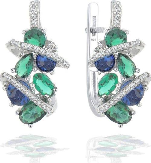 Zümrüt Oval Taşlı Luxury Kadın J Gümüş Küpe
